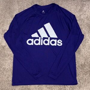 adidas Long-Sleeve Performance Tee in Dark purple with White Logo